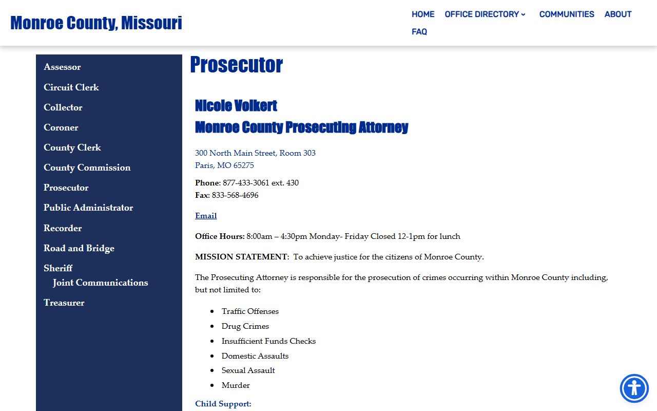 Monroe County Prosecuting Attorney contact page