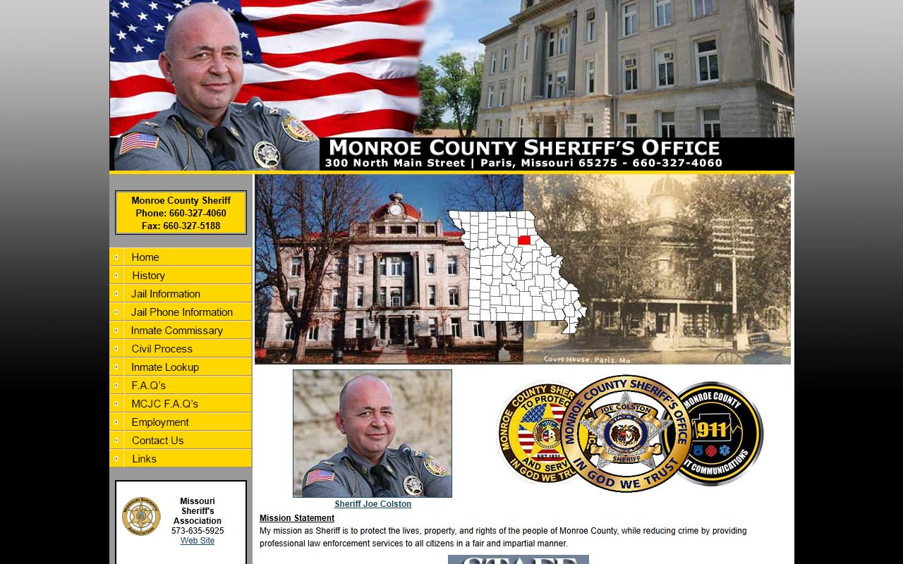 Monroe County inmate population sheriff homepage and jail navigation