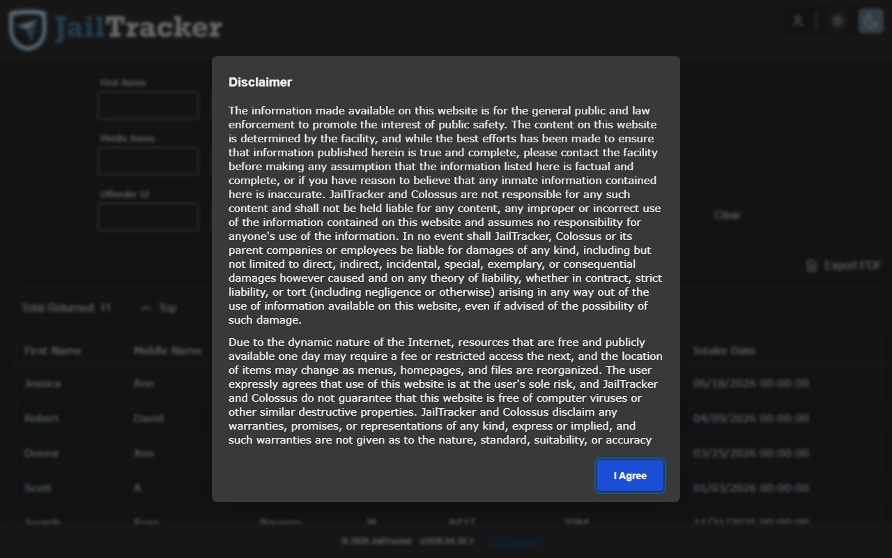 JailTracker Public Roster app for Monroe County Missouri